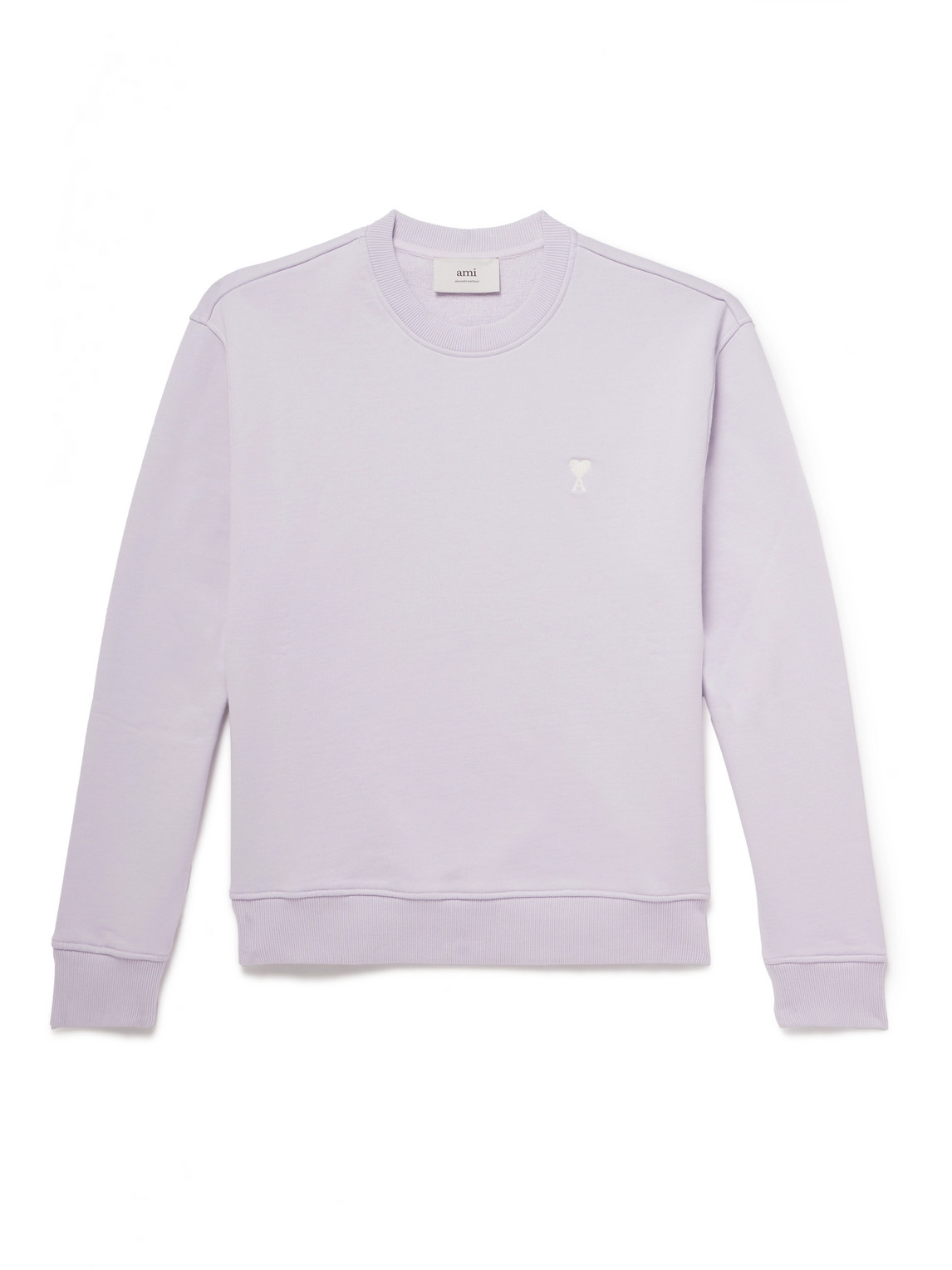 Ami Alexandre Mattiussi Ami De Coeur Logo-embroidered Cotton-jersey Sweatshirt In Purple