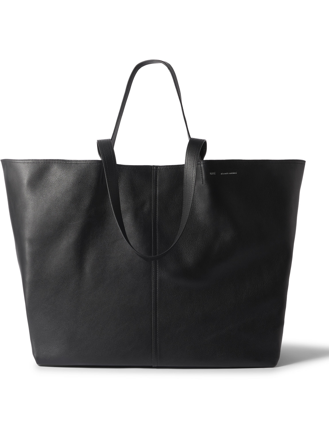 Ami Alexandre Mattiussi Midi Maxi Leather Tote Bag In Black