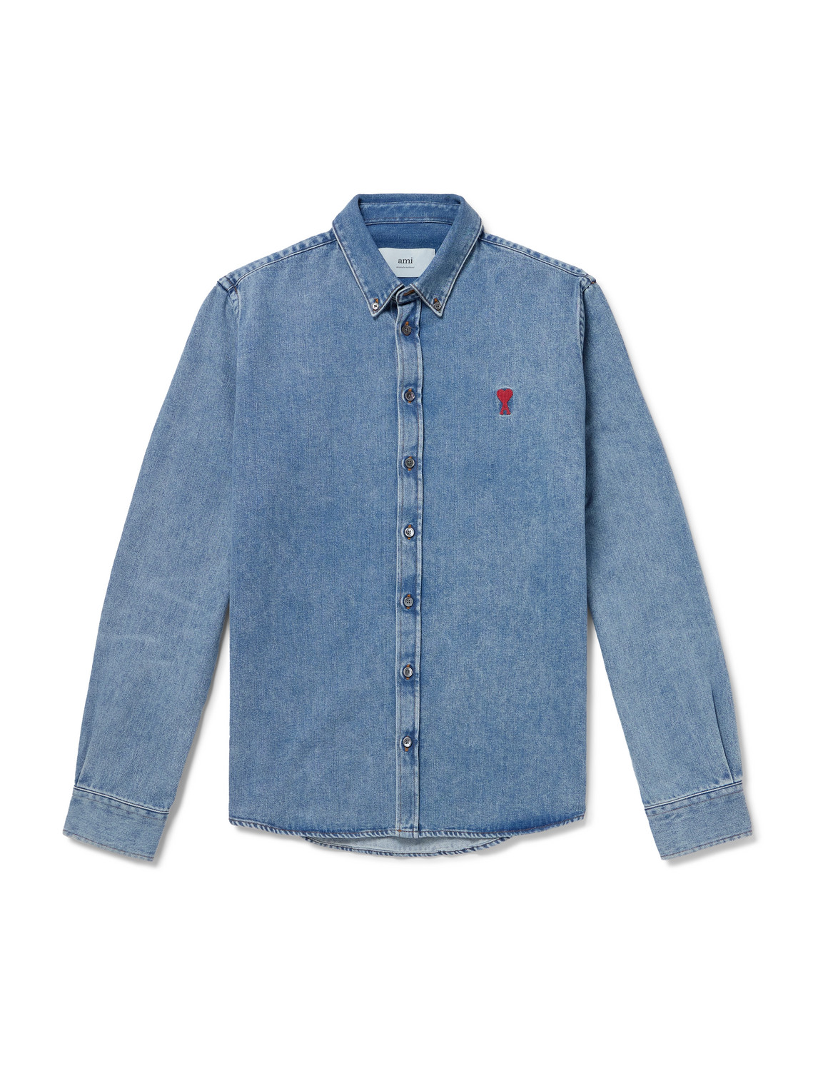 Logo-Embroidered Button-Down Collar Denim Shirt
