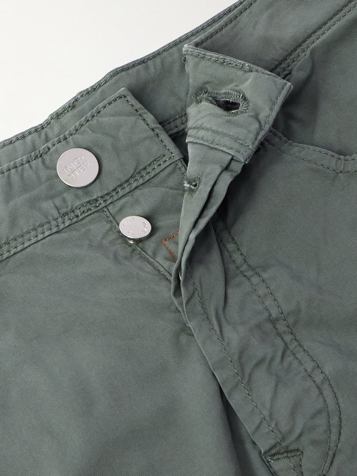 Incotex Blue Division Slim-fit Stretch-cotton Twill Trousers In Green