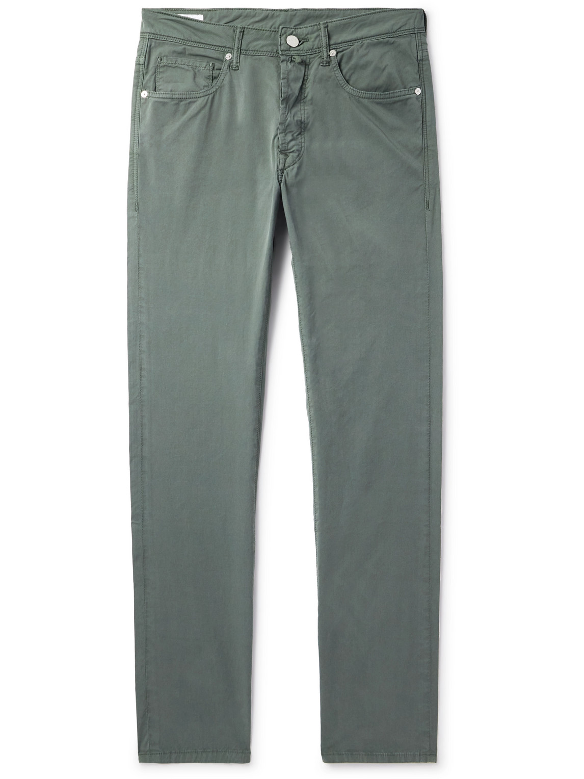 Incotex Blue Division Slim-fit Stretch-cotton Twill Trousers In Green