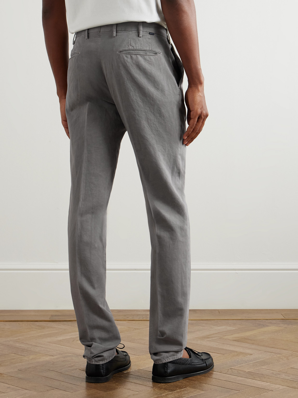 Incotex Venezia 1951 Slim-fit Straight-leg Cotton And Linen-blend Trousers In Gray