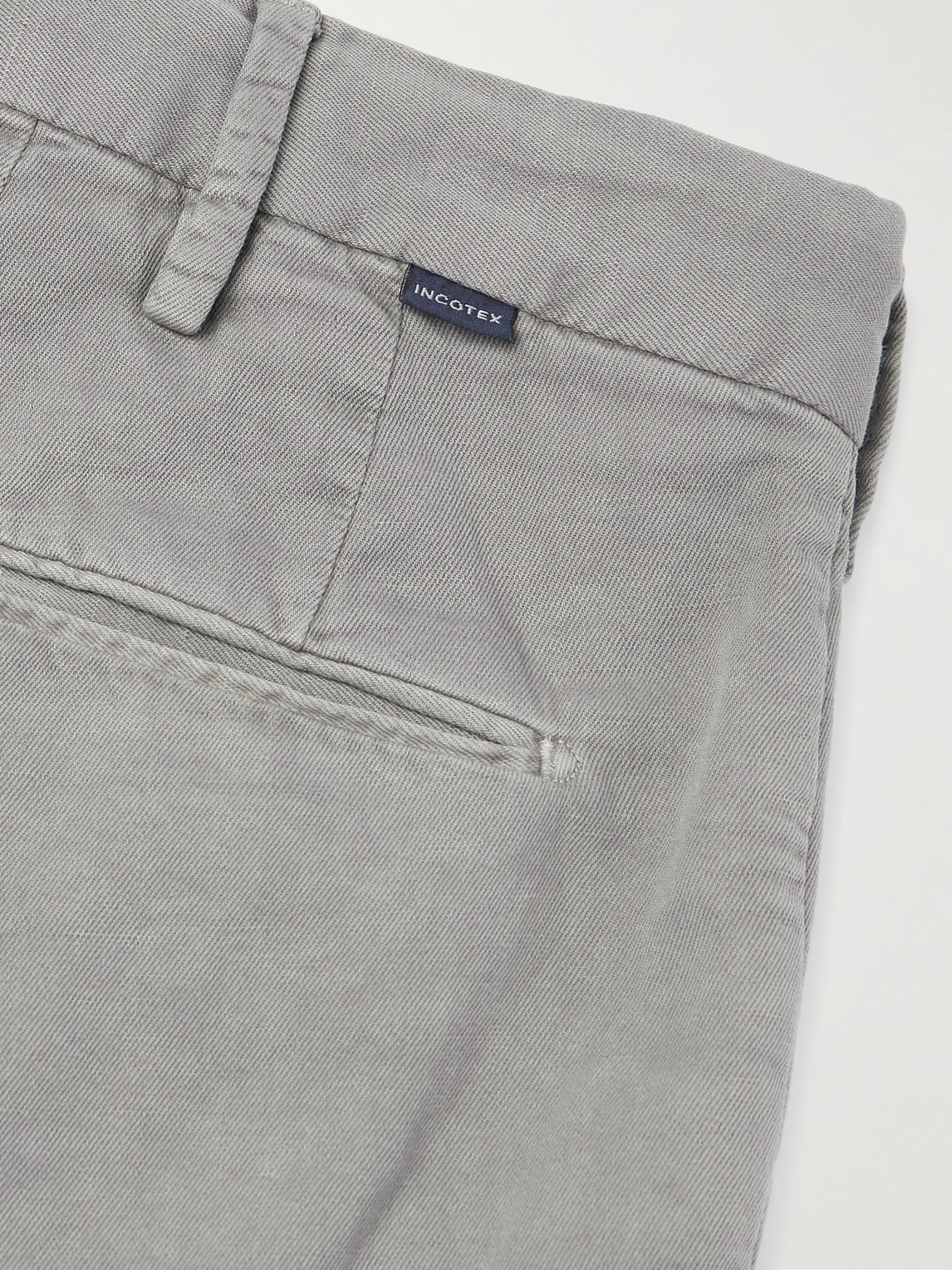 Incotex Venezia 1951 Slim-fit Straight-leg Cotton And Linen-blend Trousers In Gray