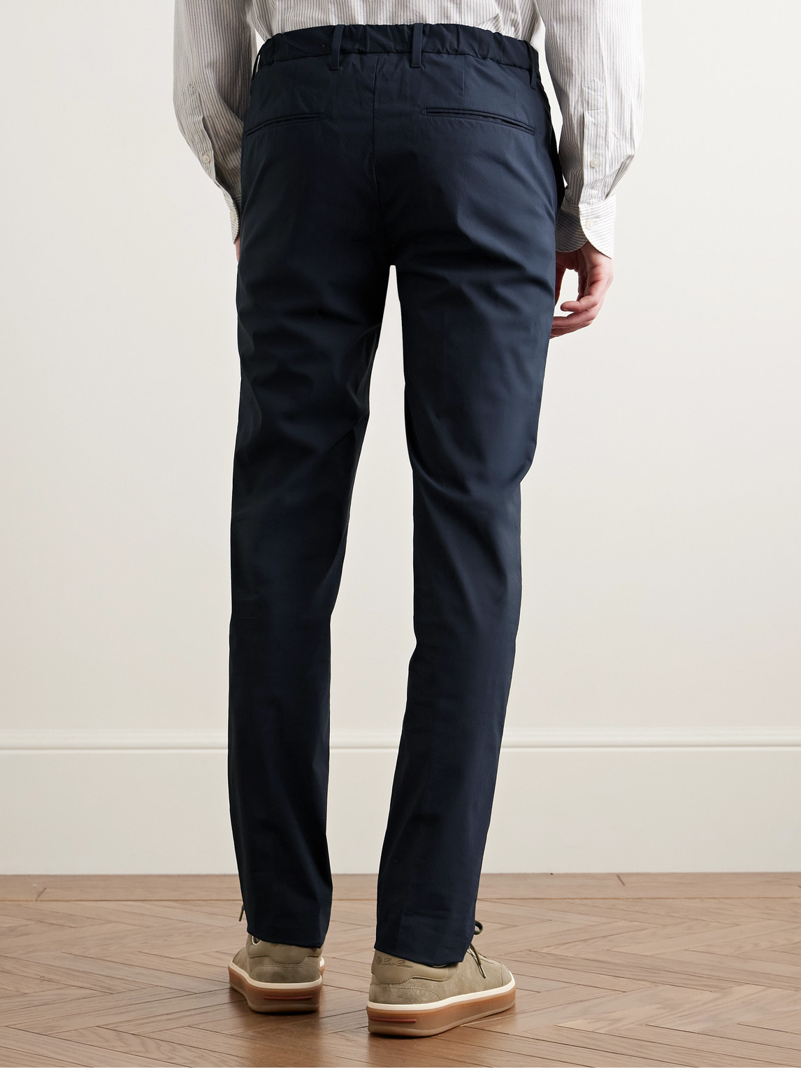 Incotex Teknosartorial Slim-fit Cotton-blend Poplin Trousers In Blue