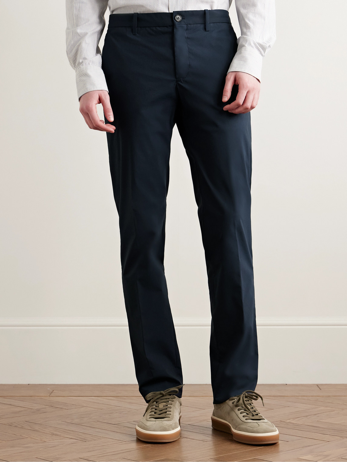 Incotex Teknosartorial Slim-fit Cotton-blend Poplin Trousers In Blue
