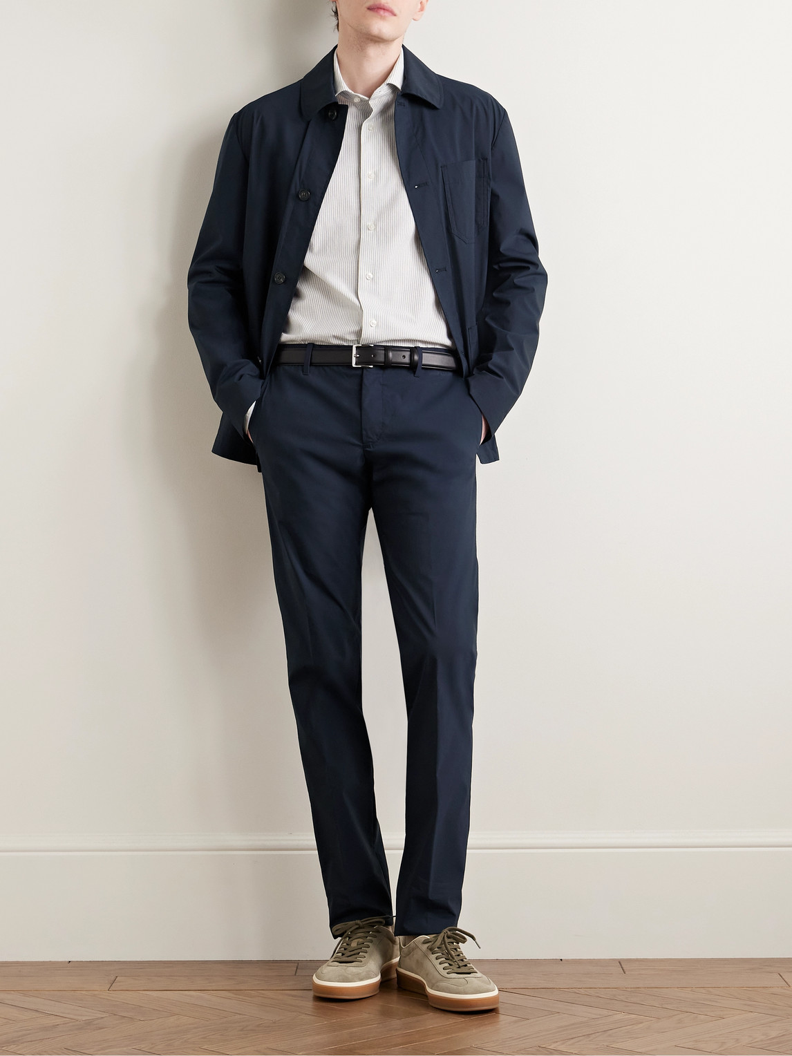 Incotex Teknosartorial Slim-fit Cotton-blend Poplin Trousers In Blue