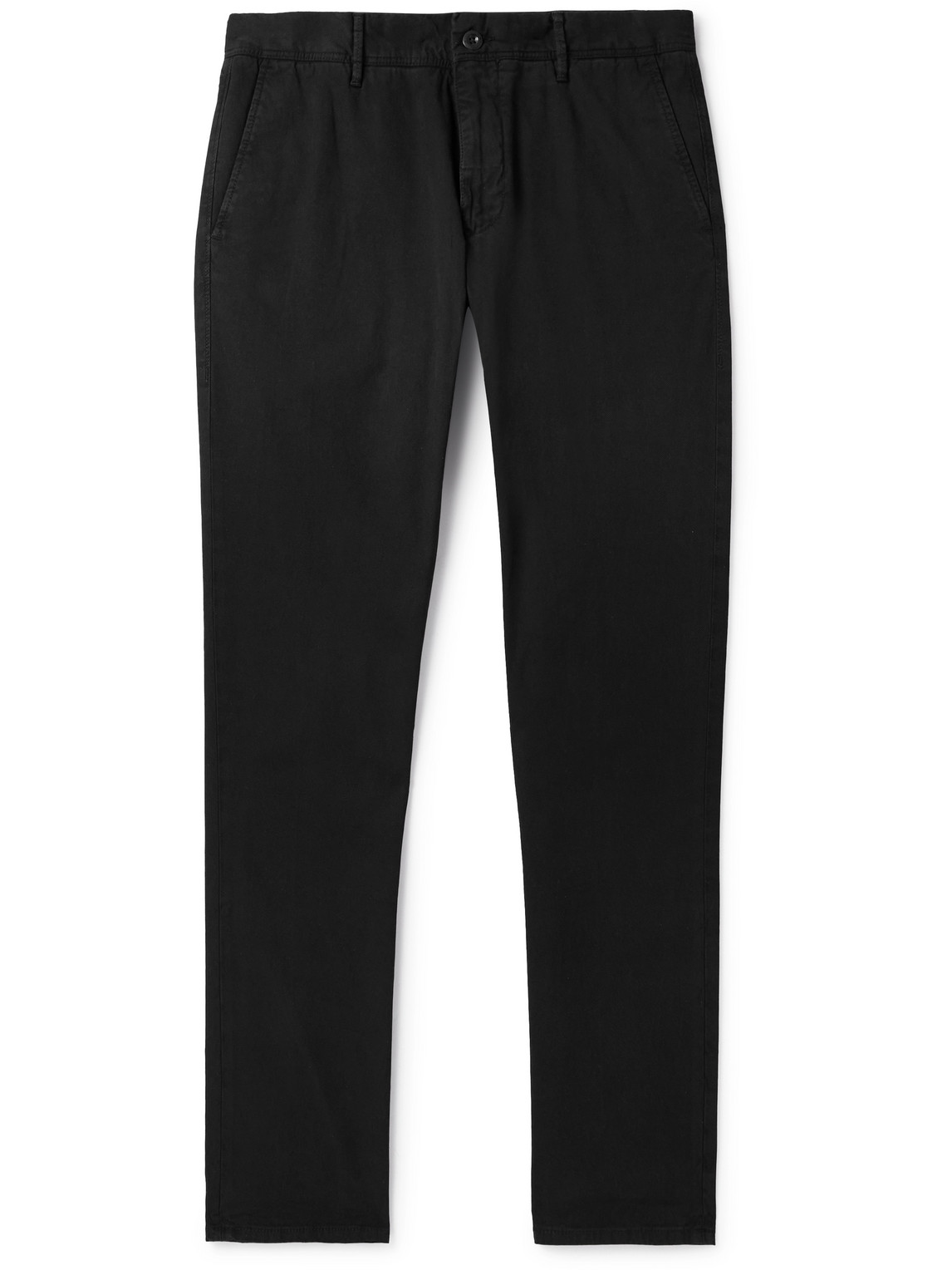 Incotex Slim-fit Panama Stretch-cotton Canvas Trousers In Black