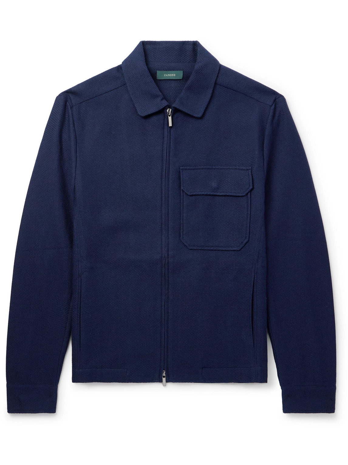 Incotex Zanone Cotton Zip-up Jacket In Blue