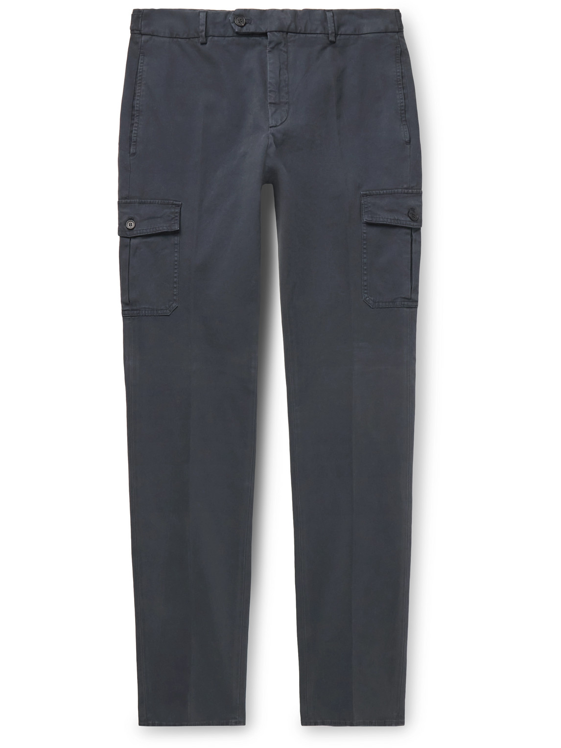 Incotex Venezia 1951 Slim-fit Tapered Garment-dyed Cotton-blend Twill Cargo Trousers In Blue