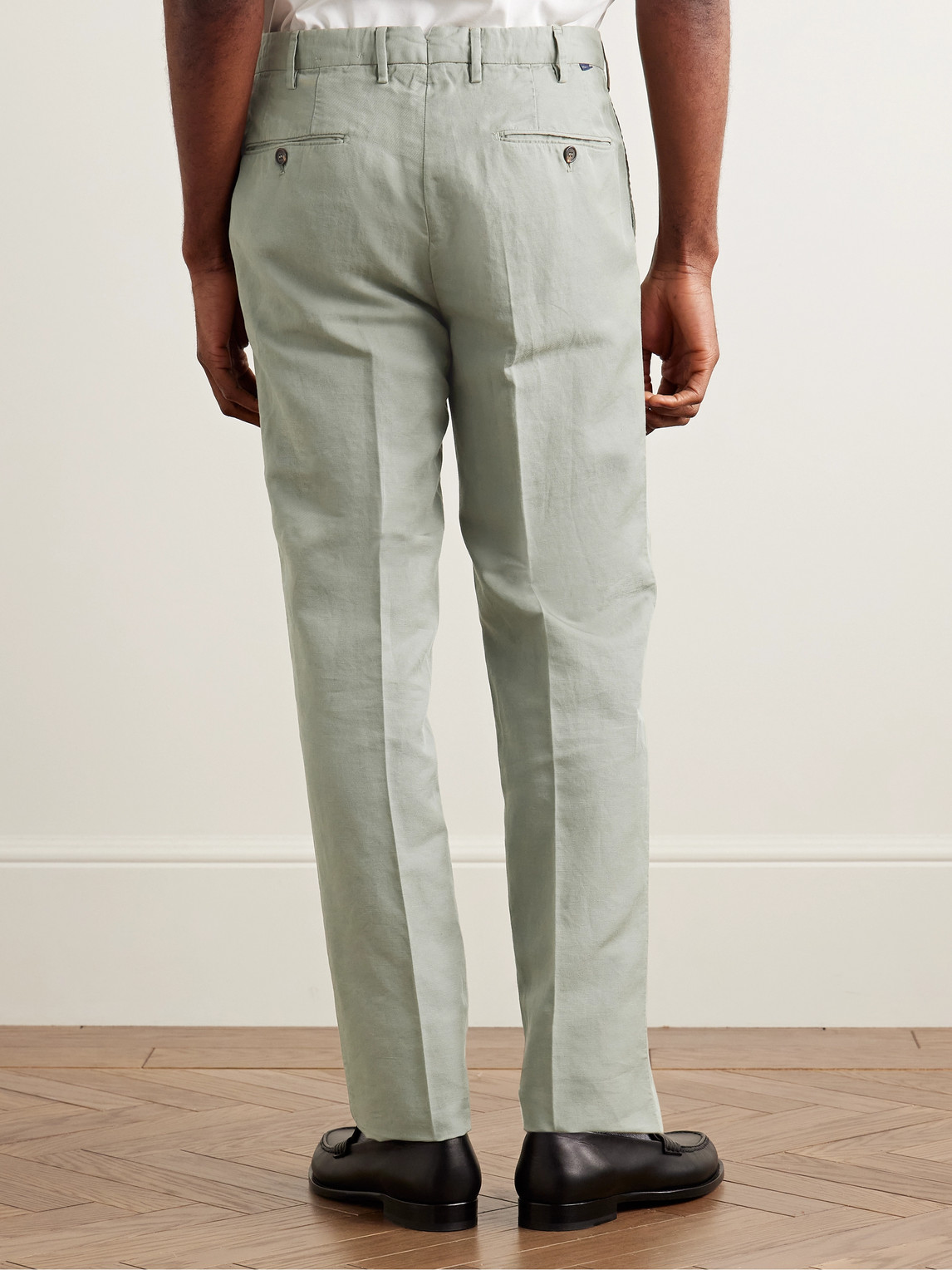 Incotex Venezia 1951 Slim-fit Garment-dyed Chinolino Trousers In Green