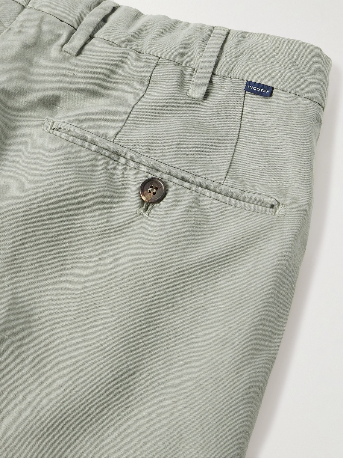 Incotex Venezia 1951 Slim-fit Garment-dyed Chinolino Trousers In Green