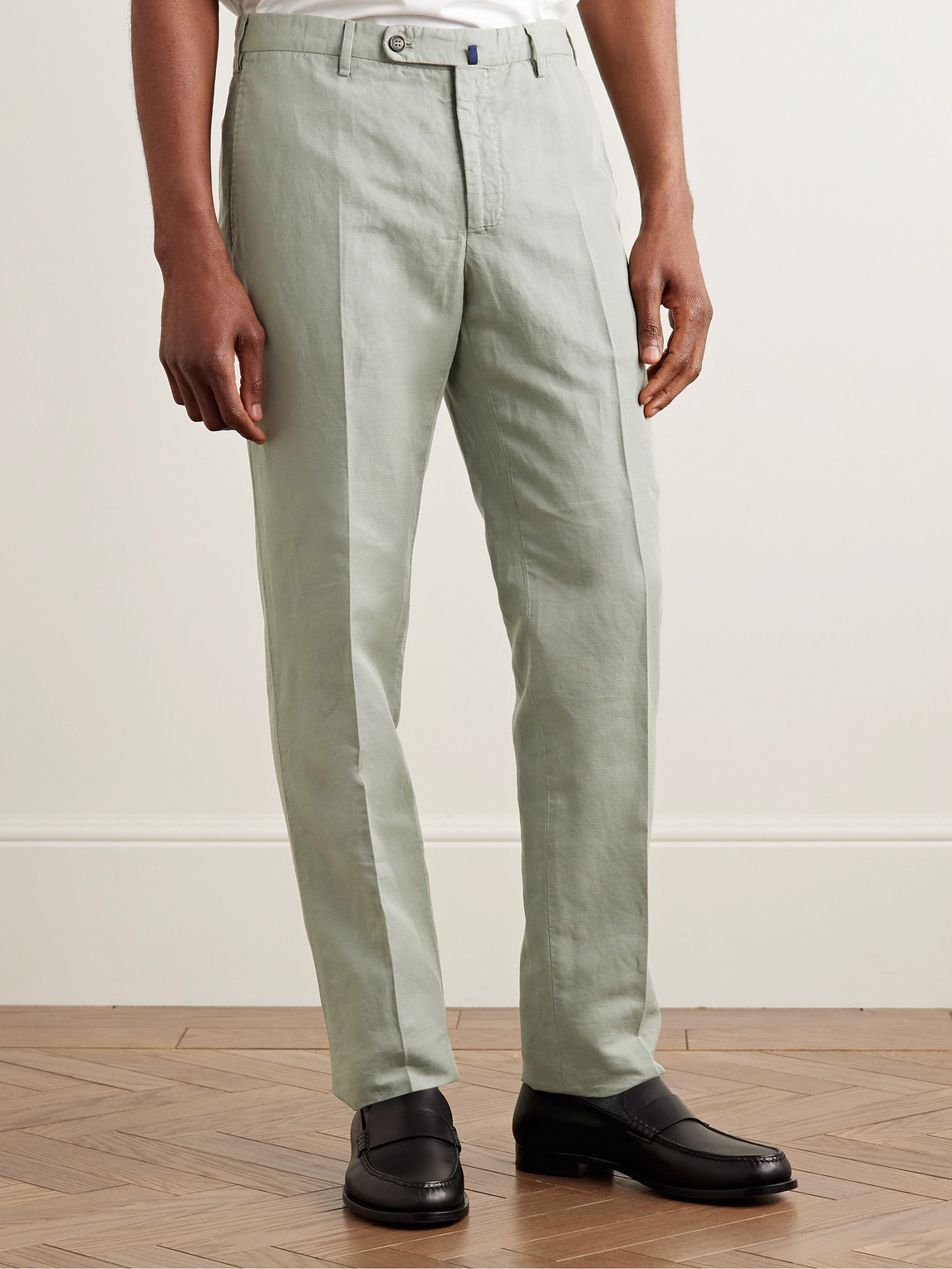 Incotex Venezia 1951 Slim-fit Garment-dyed Chinolino Trousers In Green