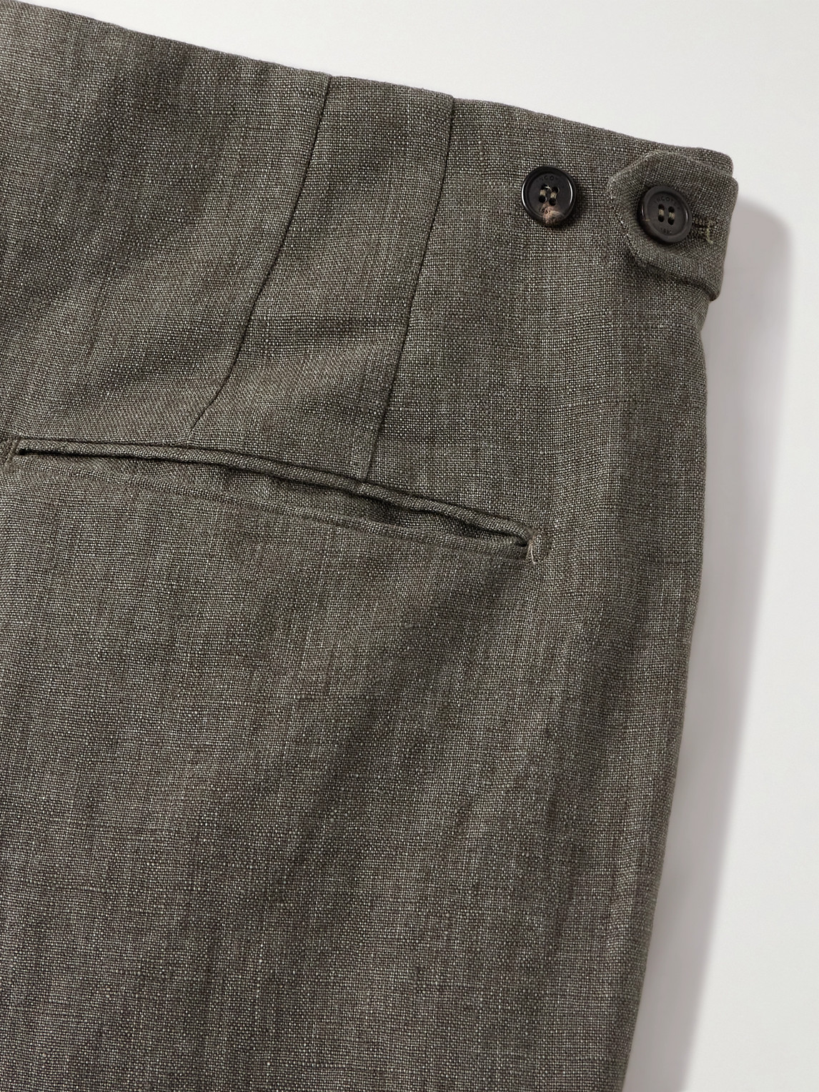Incotex Venezia 1951 Slim-fit Tapered Pleated Linen Suit Trousers In Green