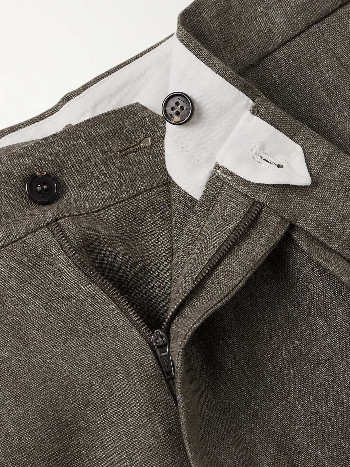 Incotex Venezia 1951 Slim-fit Tapered Pleated Linen Suit Trousers In Green