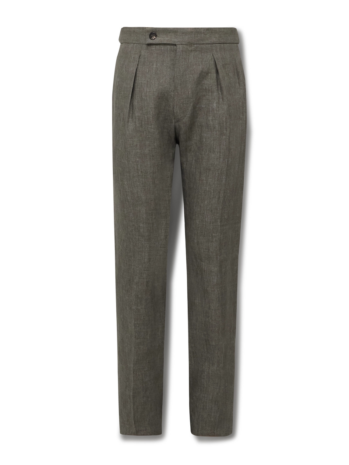 Incotex Venezia 1951 Slim-fit Tapered Pleated Linen Suit Trousers In Green