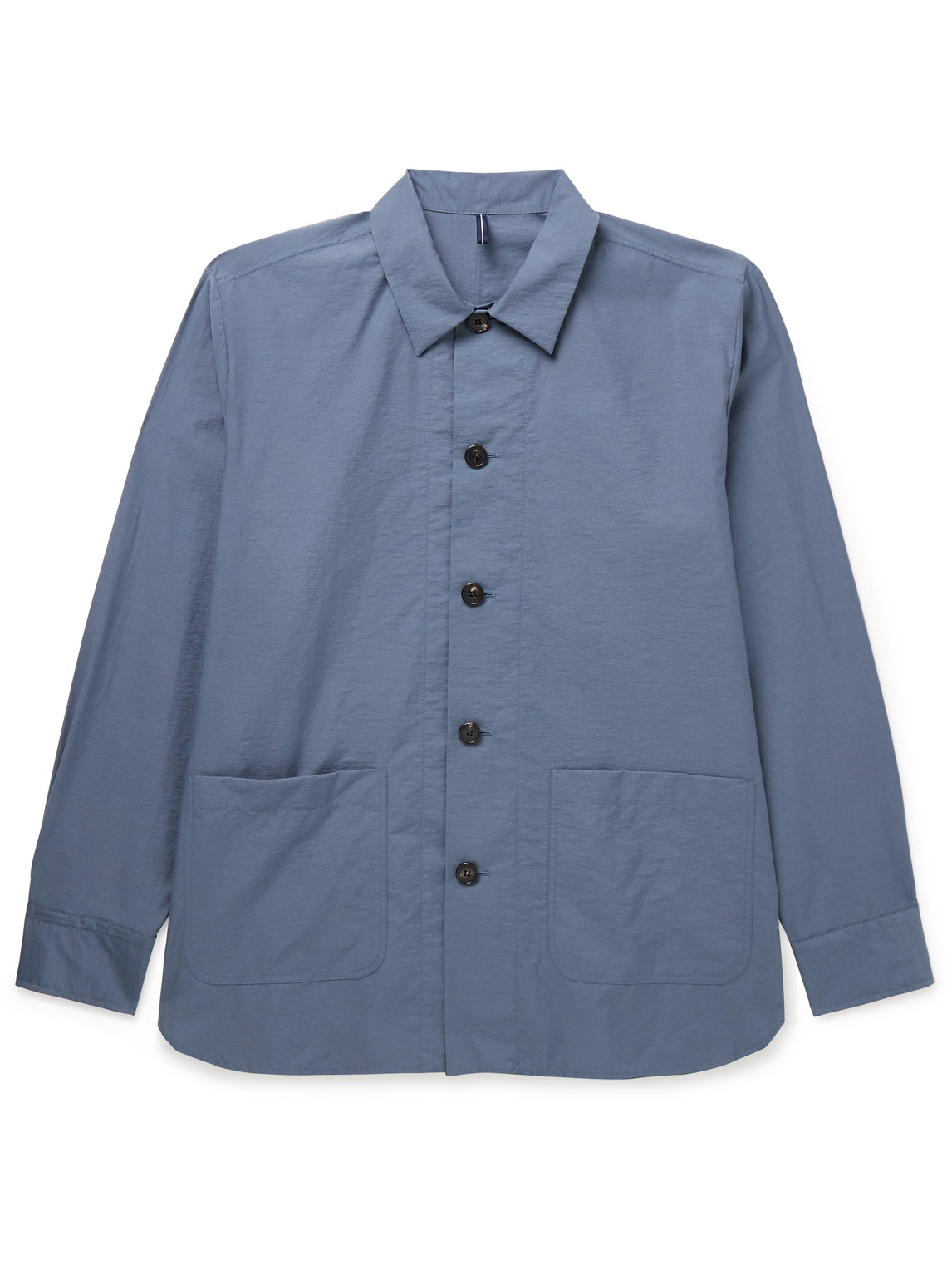 Incotex Teknosartorial Washed Cotton-blend Poplin Overshirt In Blue