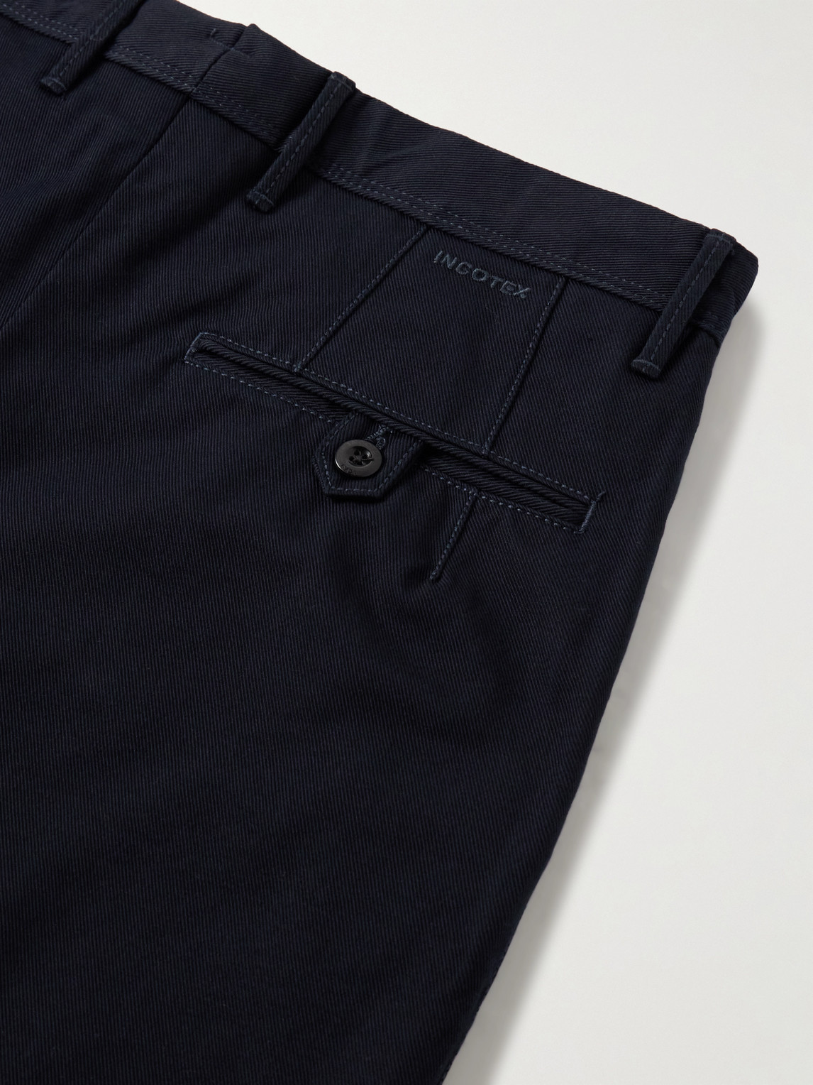 Incotex Slim-fit Pleated Cotton-twill Trousers In Blue