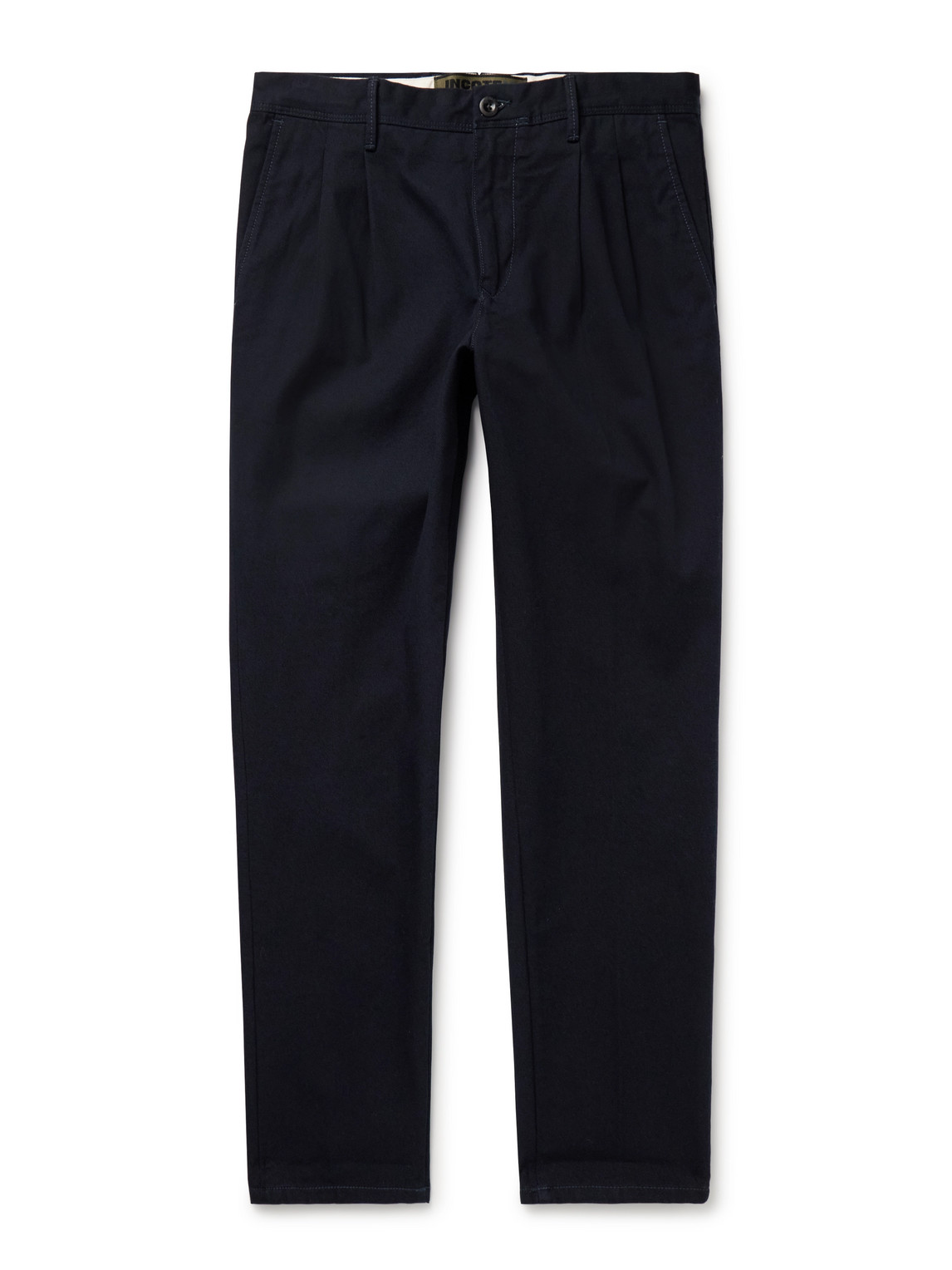 Incotex Slim-fit Pleated Cotton-twill Trousers In Blue