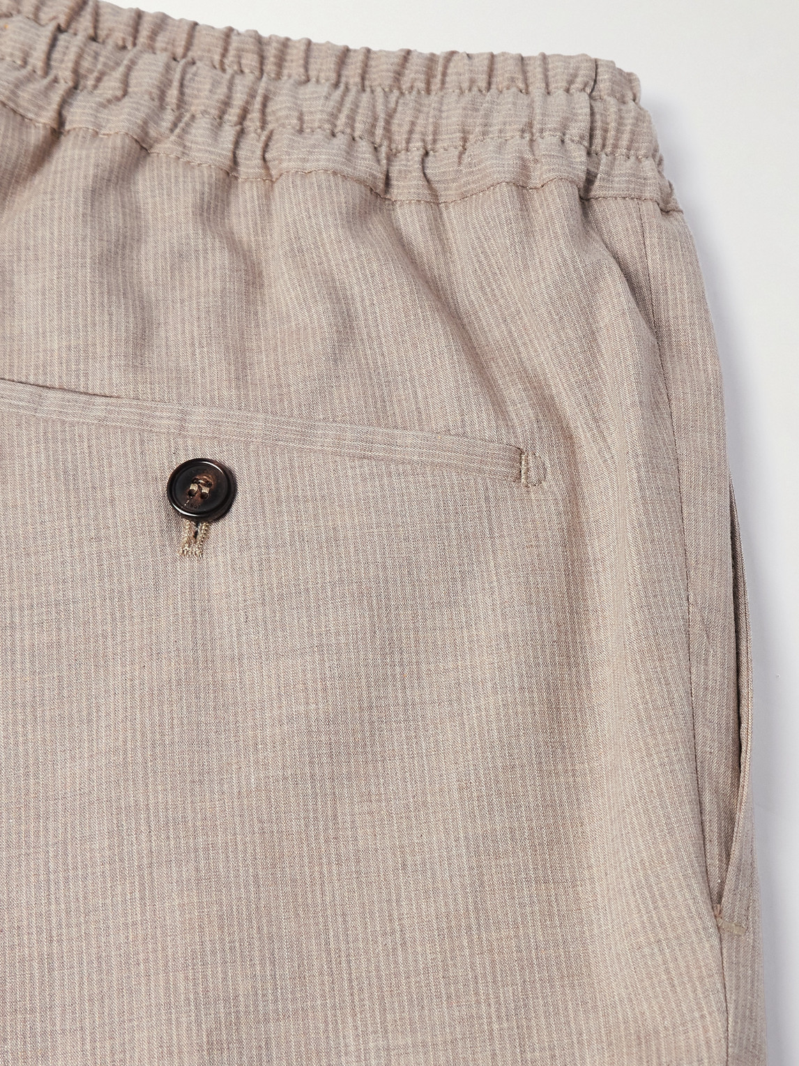 Incotex Venezia 1951 Slim-fit Tapered Pleated Striped Cotton-blend Trousers In Neutrals