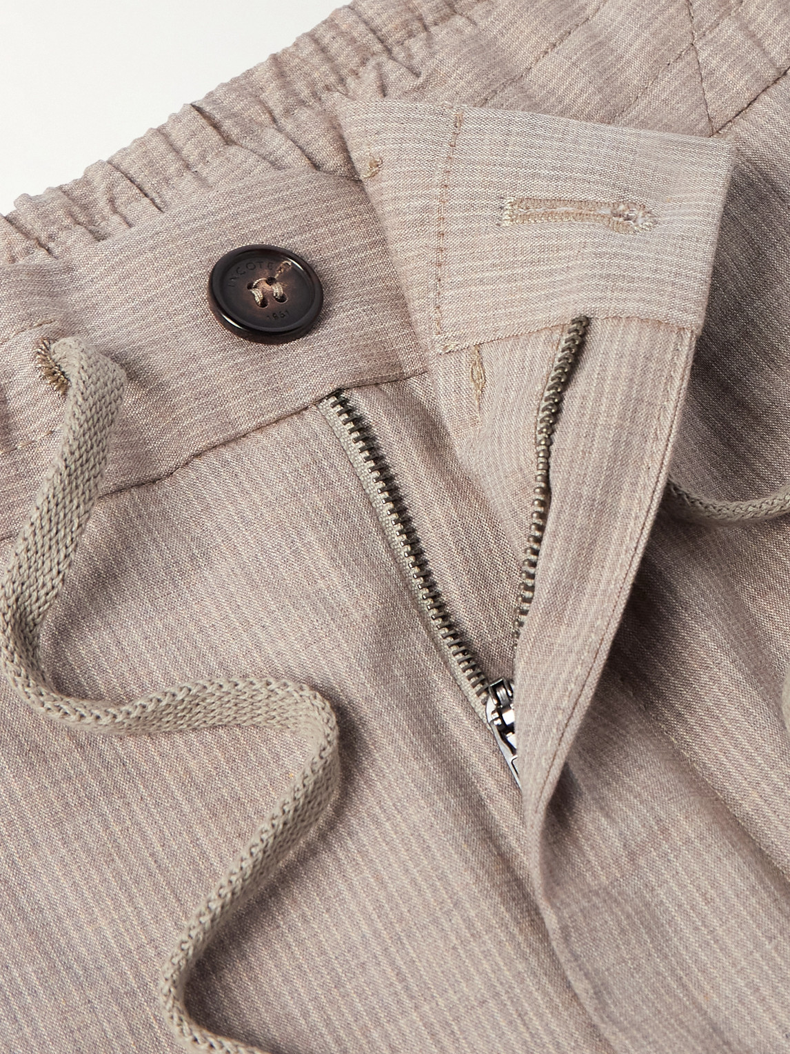 Incotex Venezia 1951 Slim-fit Tapered Pleated Striped Cotton-blend Trousers In Neutrals