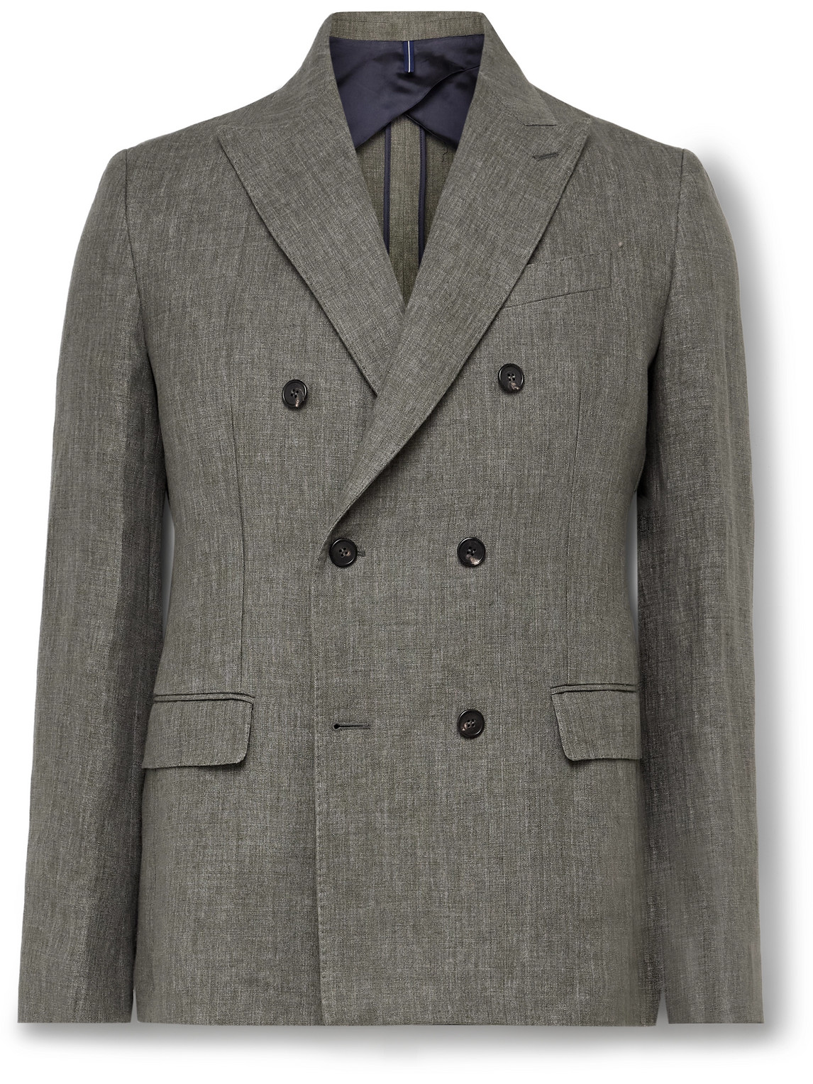 Incotex Venezia 1951 Double-breasted Linen Suit Jacket In Gray