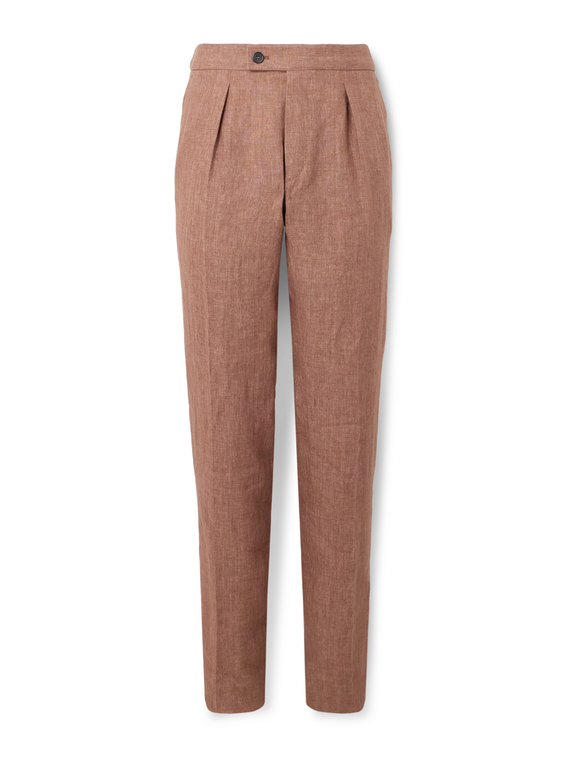Incotex Venezia 1951 Slim-fit Tapered Pleated Linen Suit Trousers In Brown