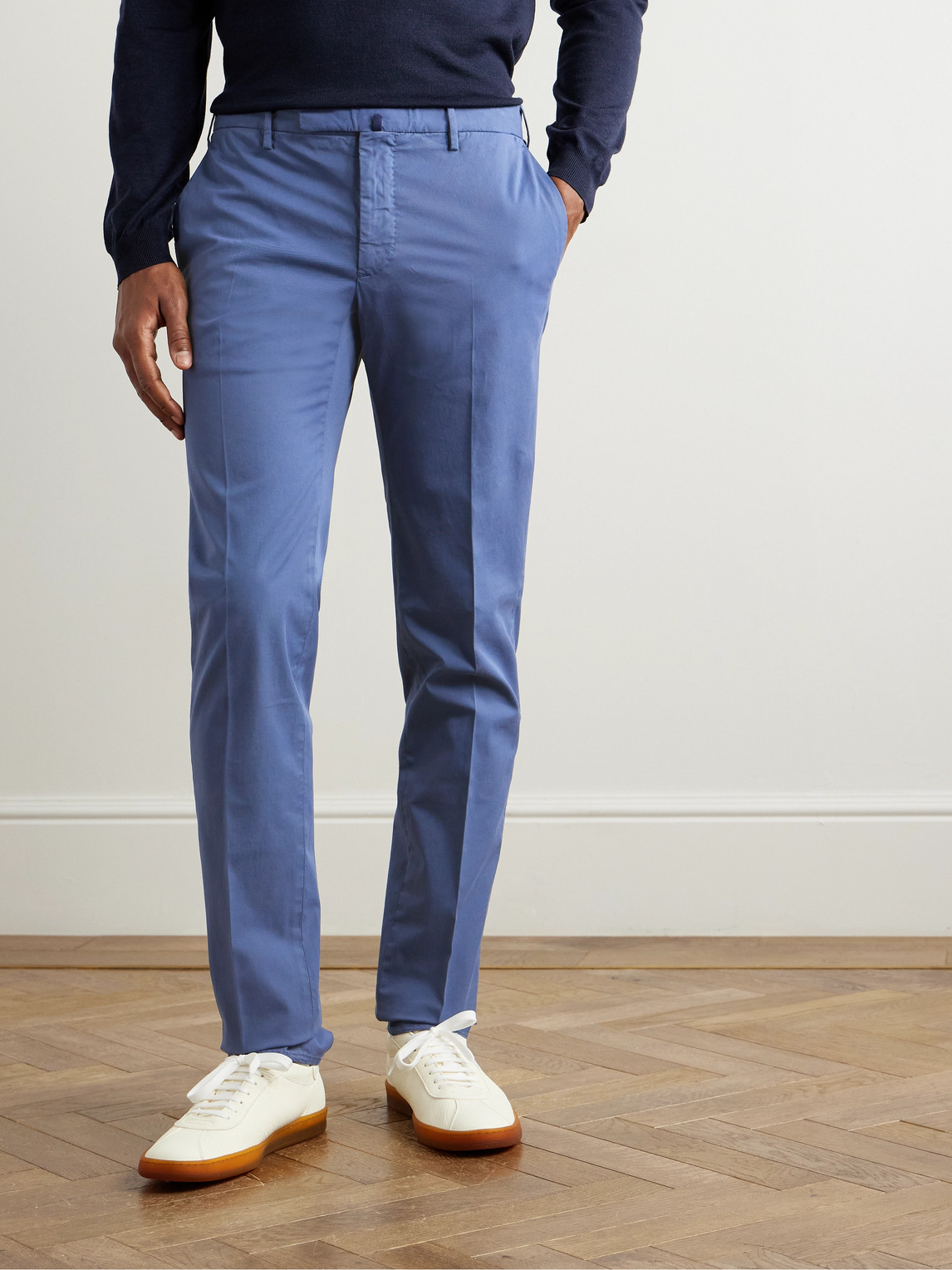 Incotex Venezia 1951 Slim-fit Stretch-cotton Twill Trousers In Blue