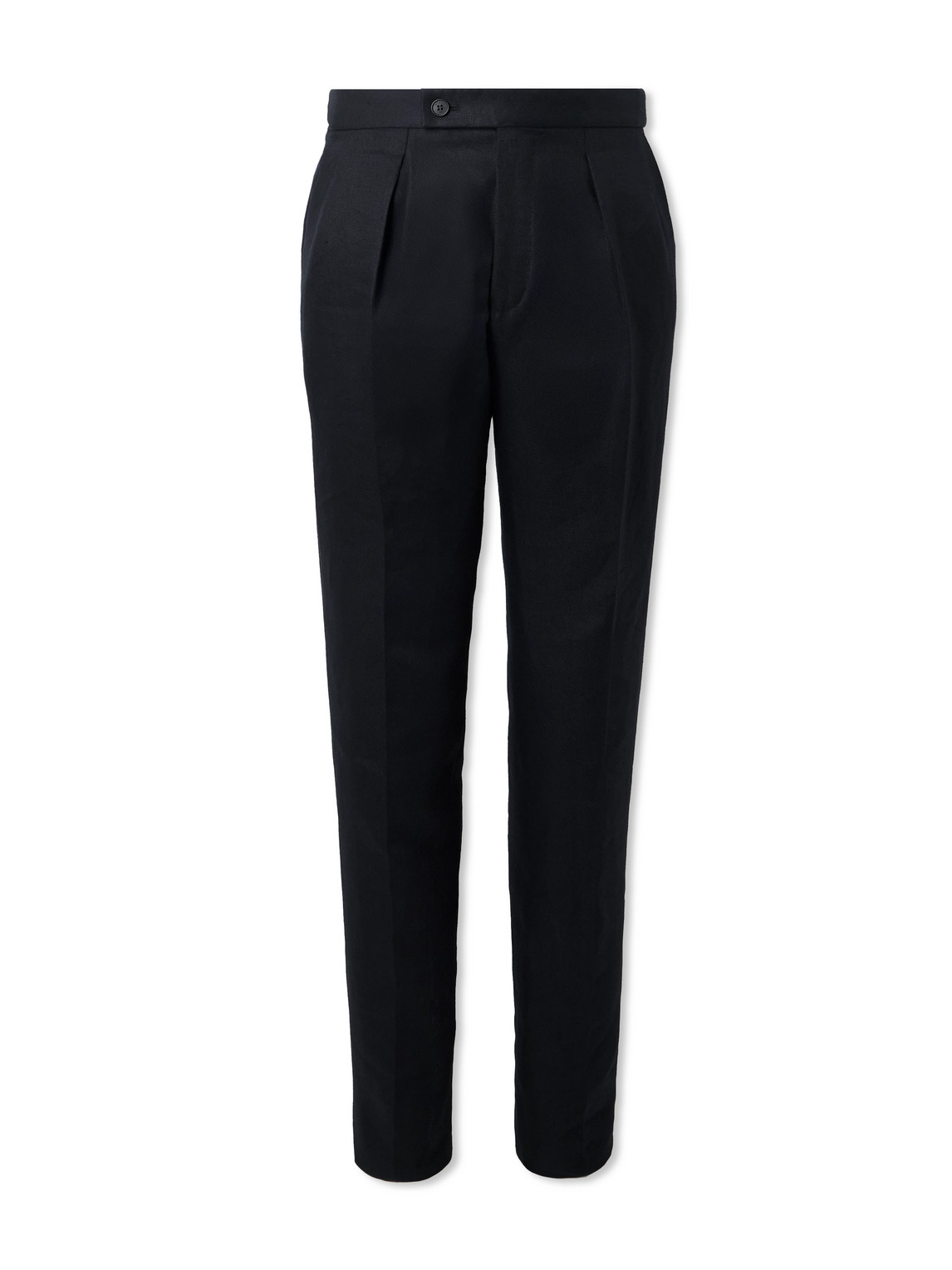 Incotex Venezia 1951 Tapered Pleated Linen-blend Trousers In Brown