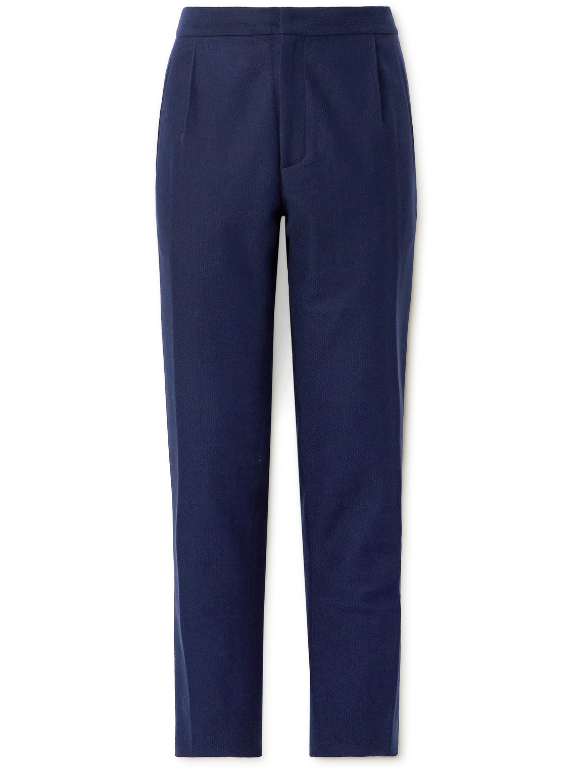 Incotex Zanone Slim-fit Straight-leg Pleated Cotton Trousers In Blue