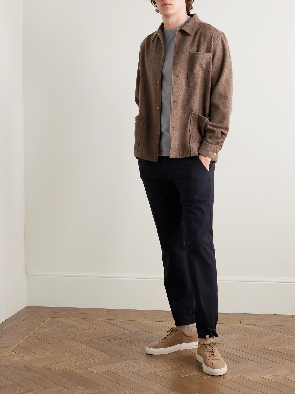 Incotex Teknosartorial Slim-fit Stretch-seersucker Trousers In Blue