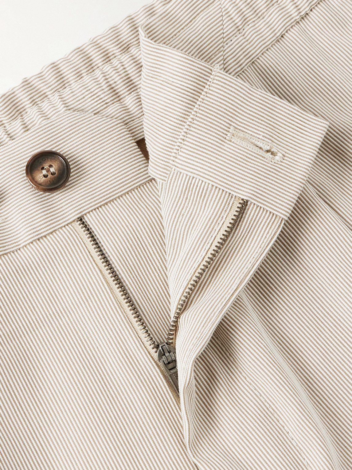 Incotex Venezia 1951 Tapered Pleated Striped Cotton Drawstring Trousers In Neutrals