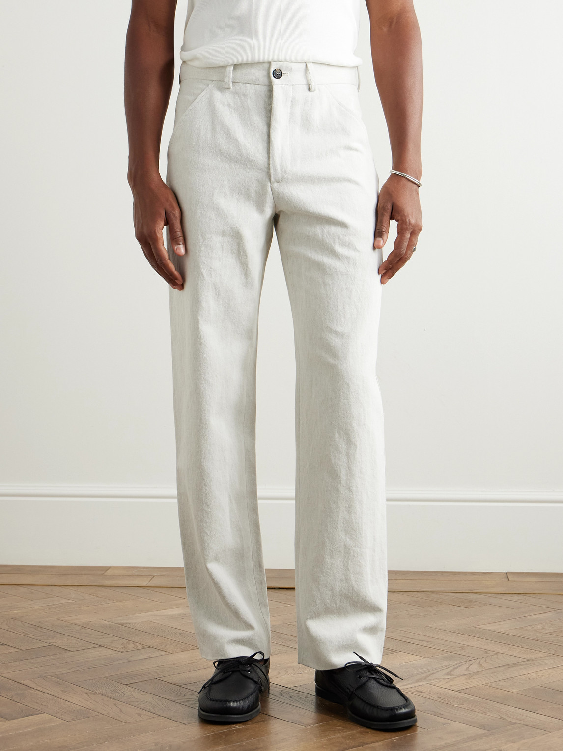 Incotex Venezia 1951 Straight-leg Cotton And Linen-blend Twill Trousers In Neutrals