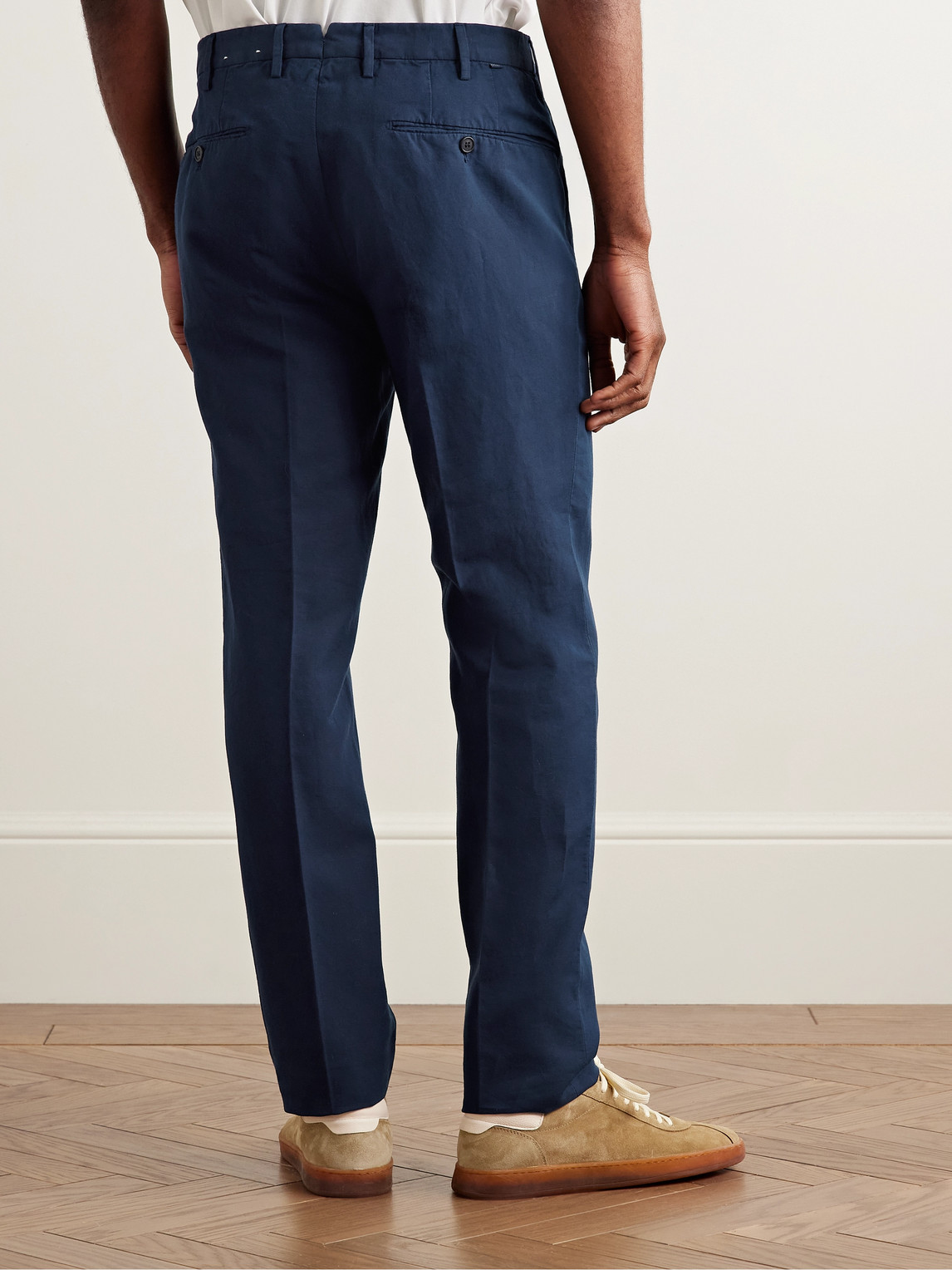 Incotex Venezia 1951 Slim-fit Garment-dyed Chinolino Trousers In Blue
