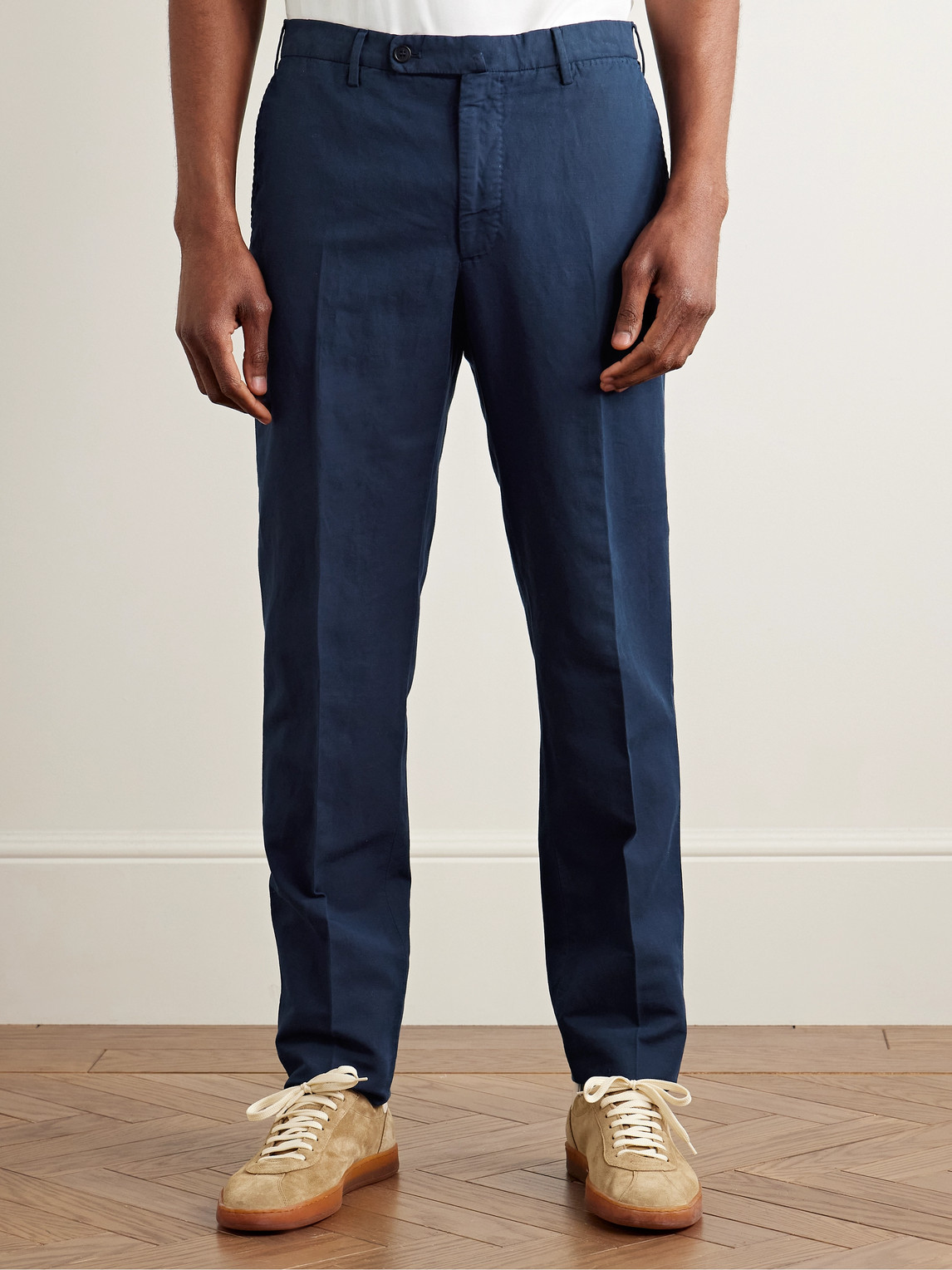 Incotex Venezia 1951 Slim-fit Garment-dyed Chinolino Trousers In Blue