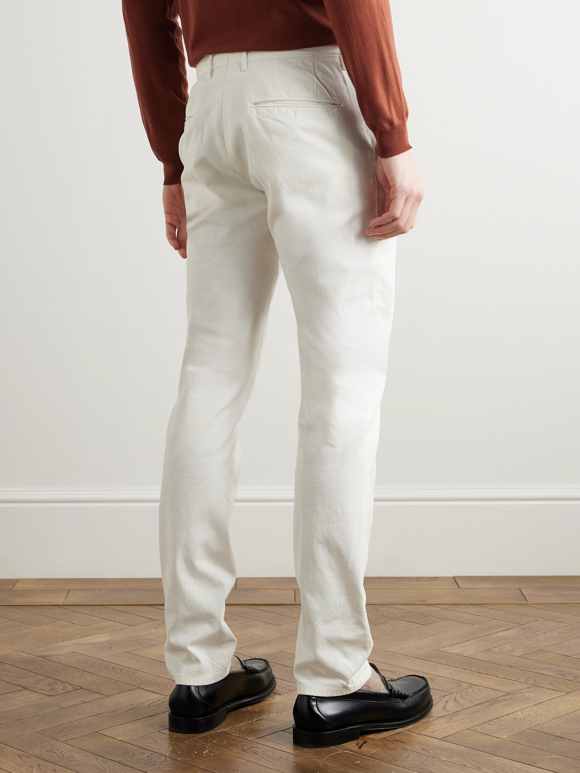 Incotex Slim-fit Panama Stretch-cotton Canvas Trousers In White