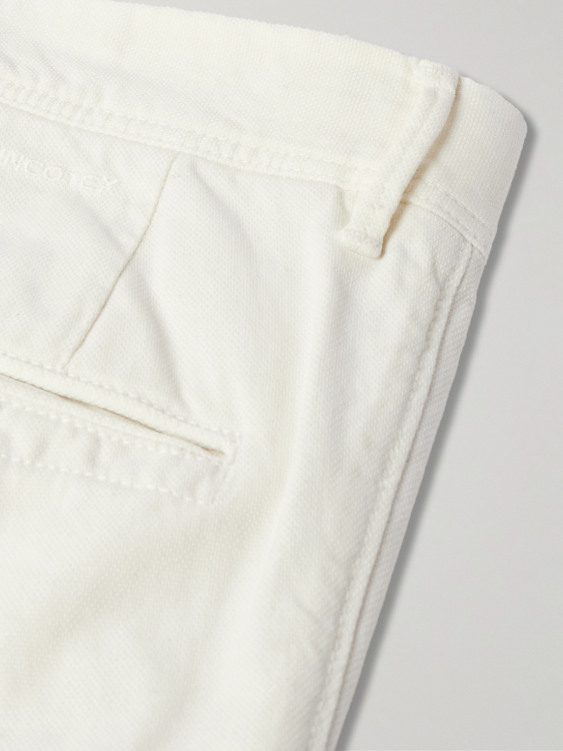 Incotex Slim-fit Panama Stretch-cotton Canvas Trousers In White