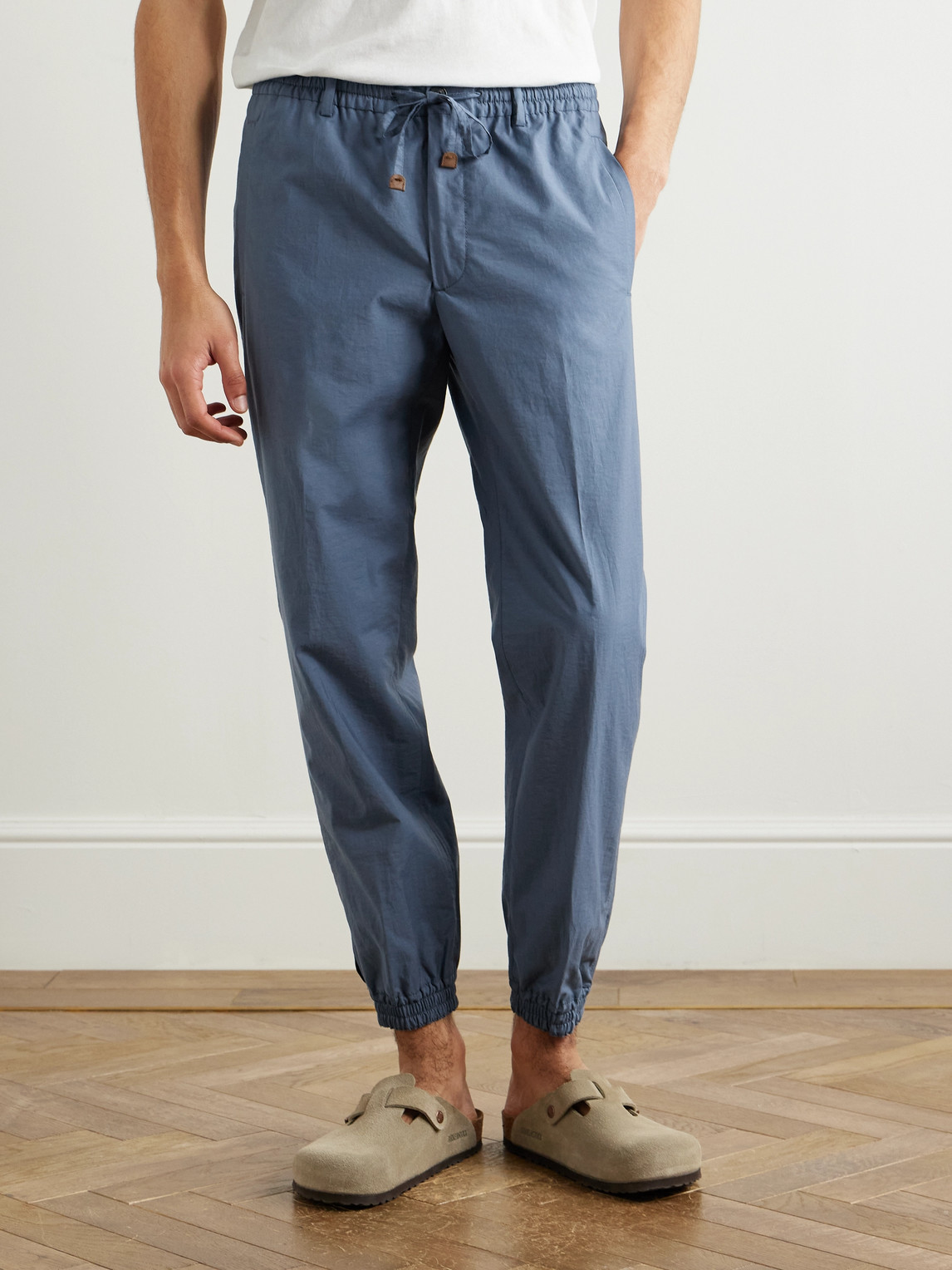  Slowear - Teknosartorial Slim-fit Tapered Cotton-blend Poplin Drawstring Trousers - Men - Blue - It 54 