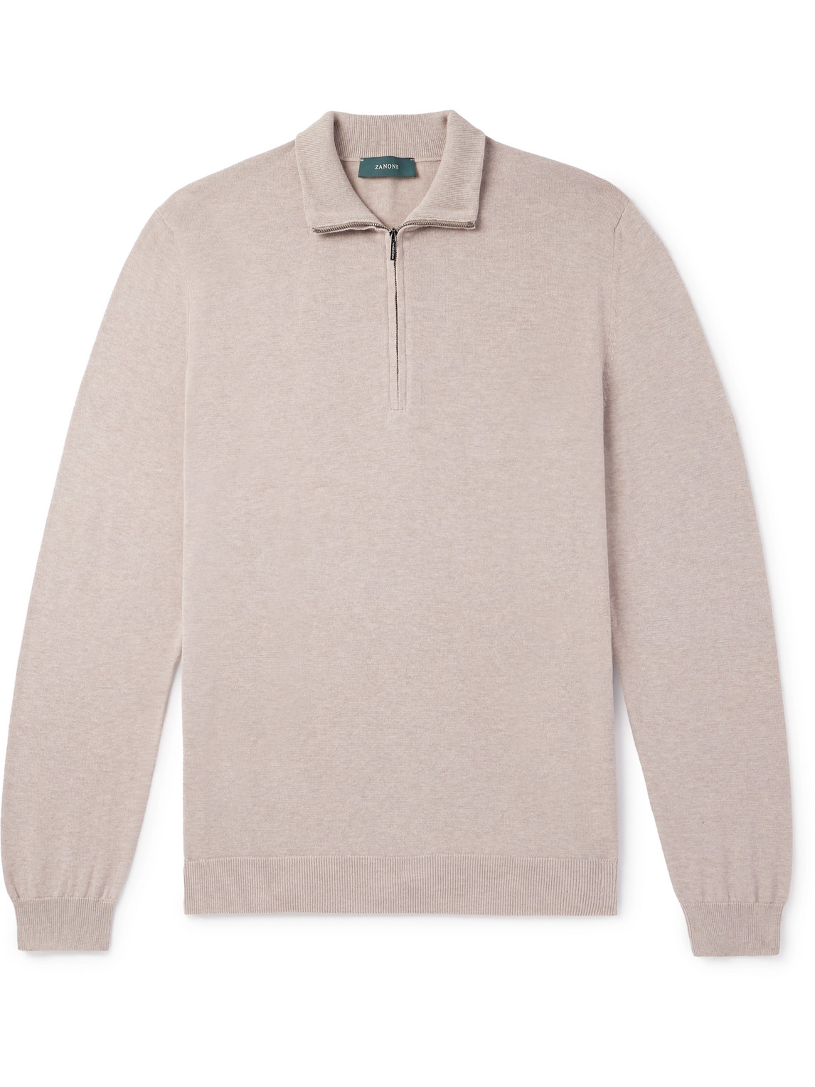 Incotex Zanone Slim-fit Cotton Zip-up Sweater In Neutrals