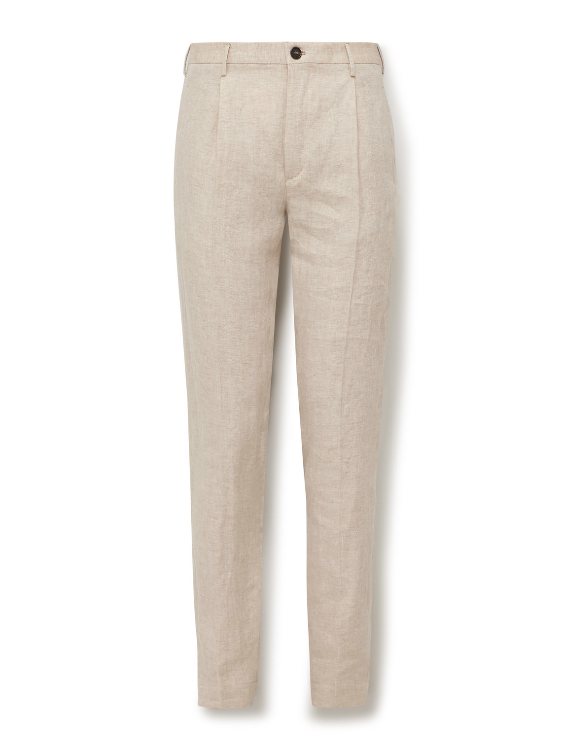 Incotex Venezia 1951 Tapered Pleated Herringbone Linen Trousers In Neutrals