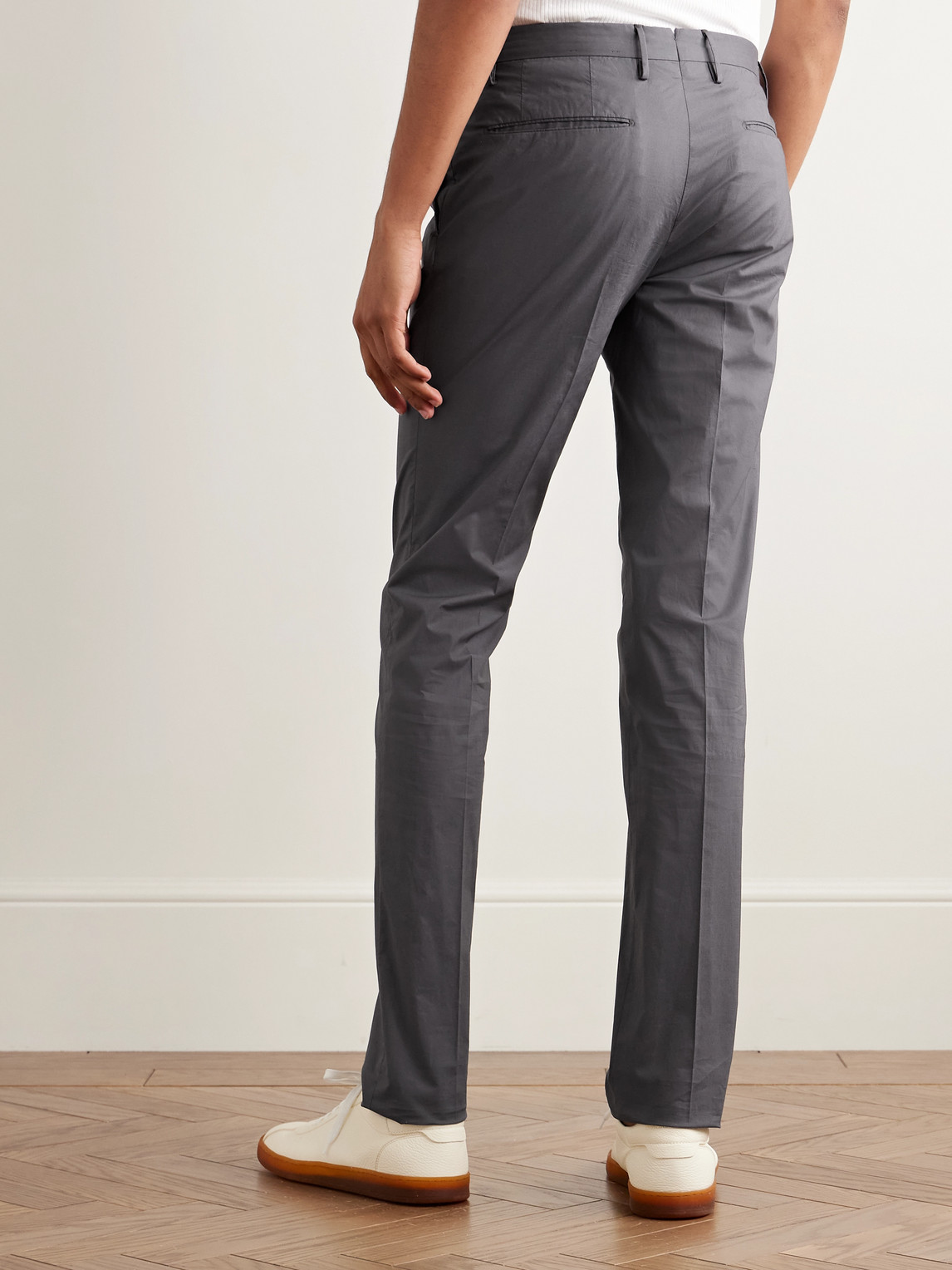 Incotex Venezia 1951 Slim-fit Cotton-blend Poplin Trousers In Gray