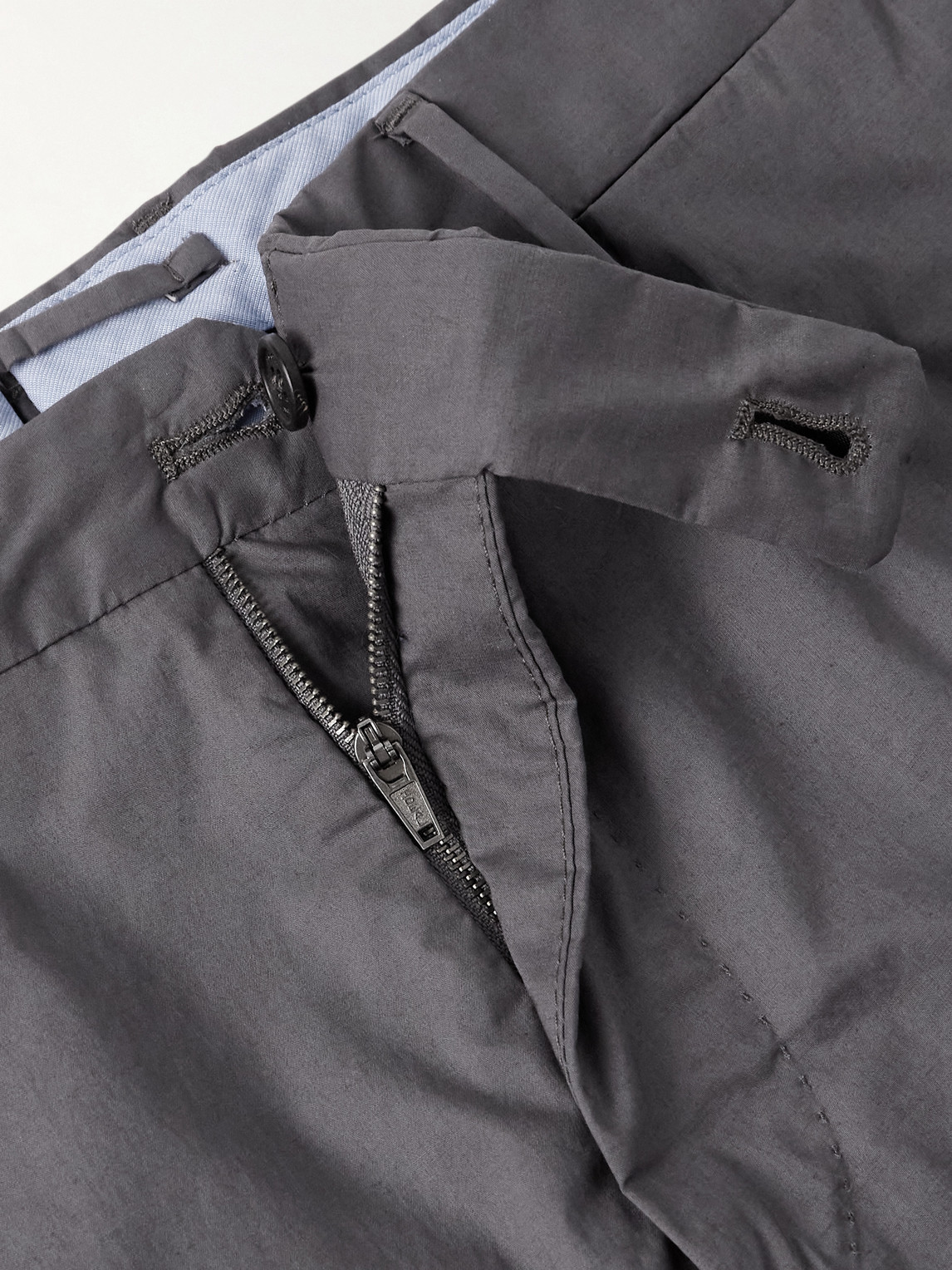 Incotex Venezia 1951 Slim-fit Cotton-blend Poplin Trousers In Gray