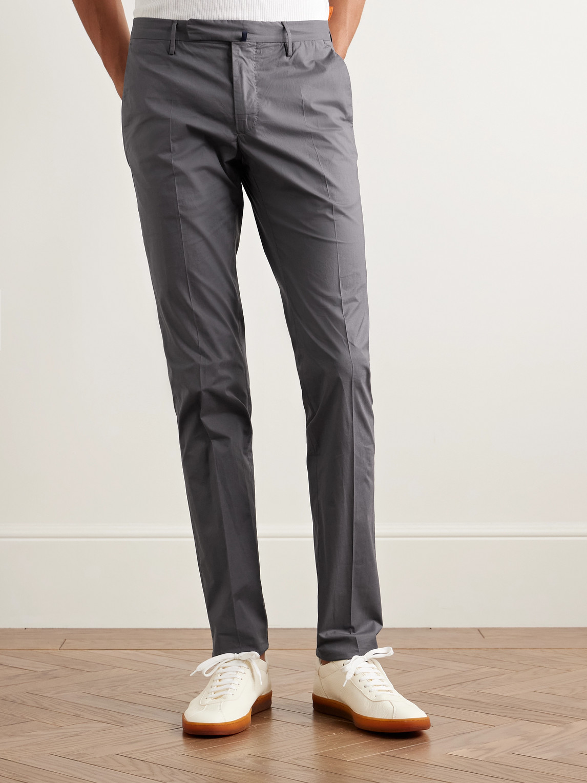 Incotex Venezia 1951 Slim-fit Cotton-blend Poplin Trousers In Gray