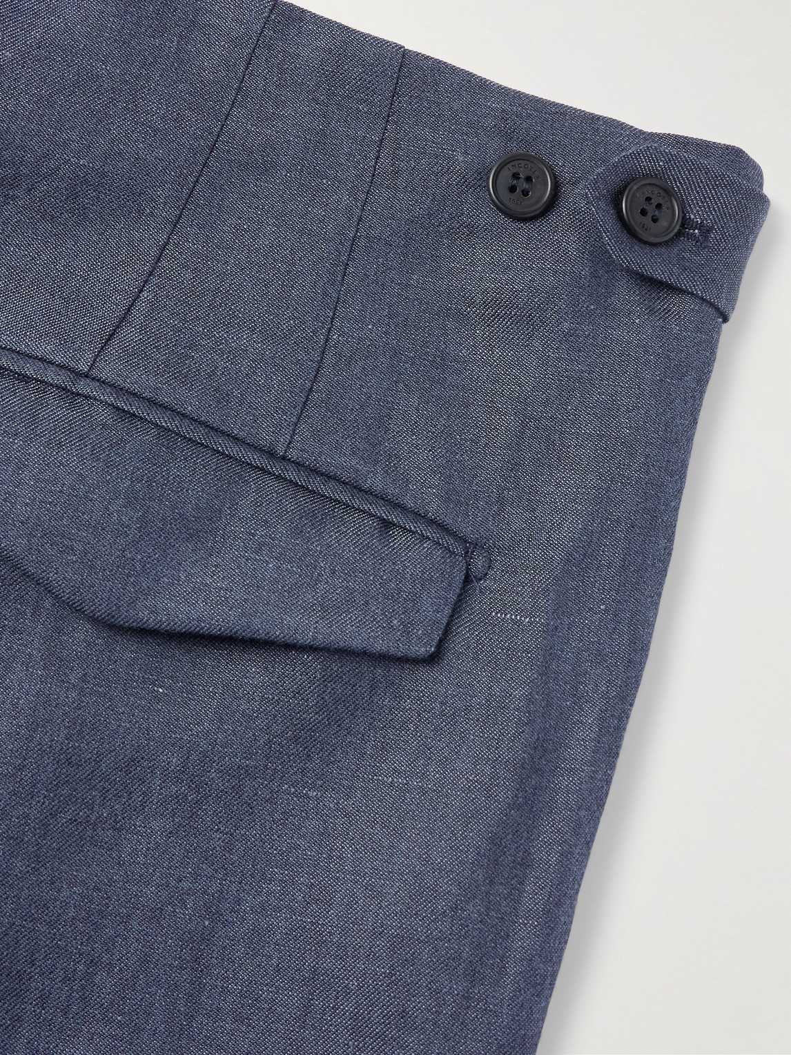 Incotex Venezia 1951 Tapered Pleated Linen, Wool And Silk-blend Trousers In Blue