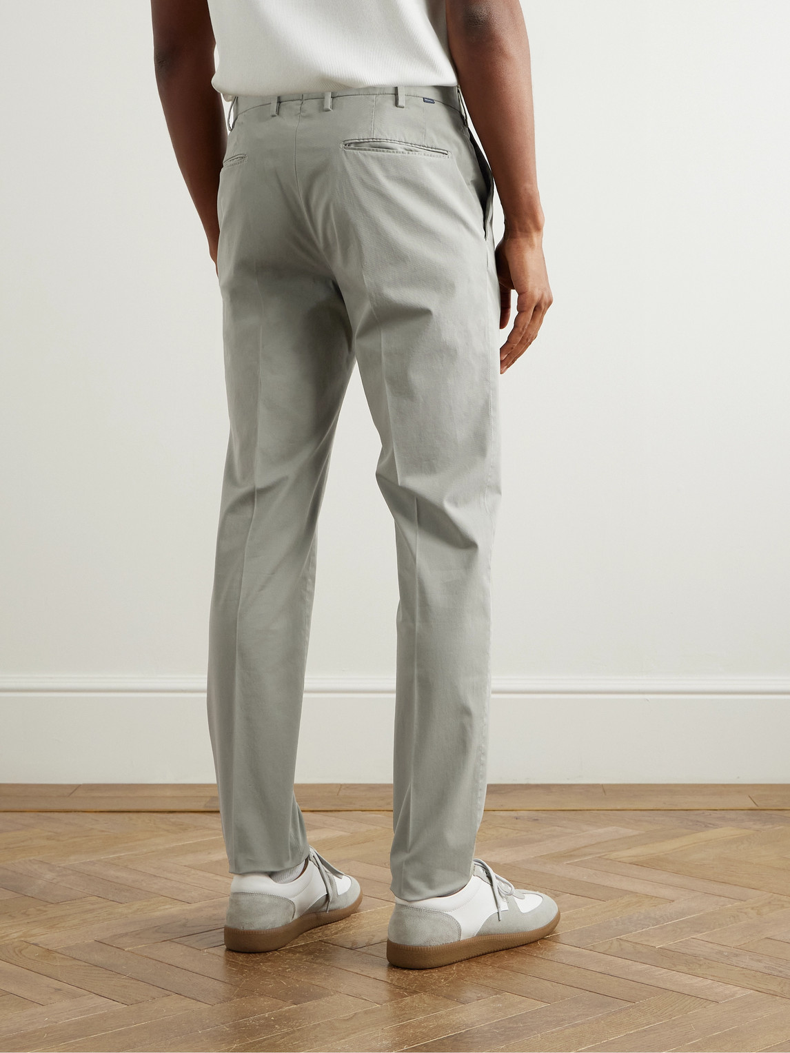 Incotex Venezia 1951 Slim-fit Stretch-cotton Twill Trousers In Gray