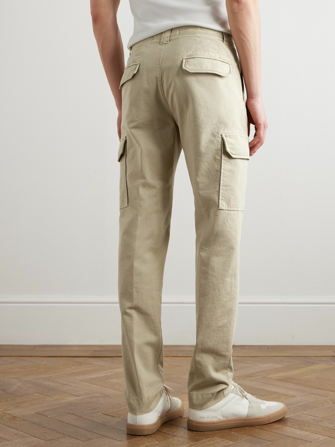Incotex Tapered Cotton-blend Cargo Trousers In Neutral