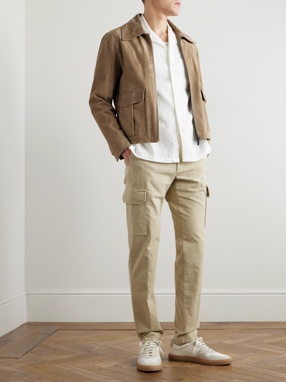 Incotex Tapered Cotton-blend Cargo Trousers In Neutral