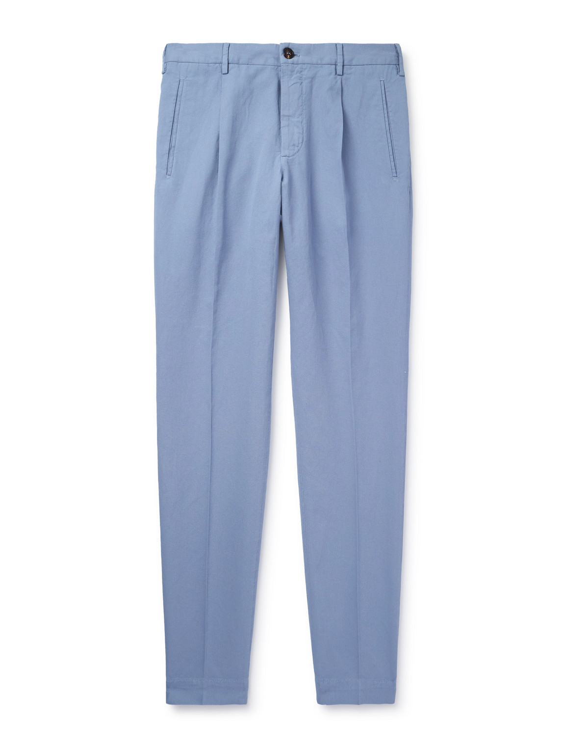 Incotex Venezia 1951 Tapered Pleated Ice Crêpe Trousers In Blue