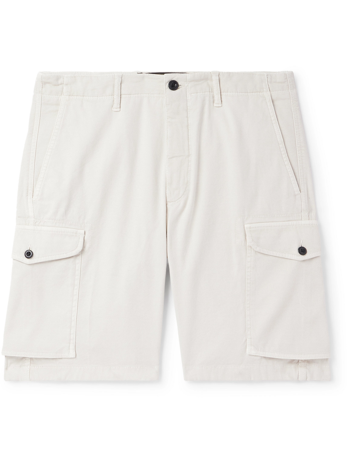 Incotex Straight-leg Textured Cotton-blend Cargo Shorts In Neutrals
