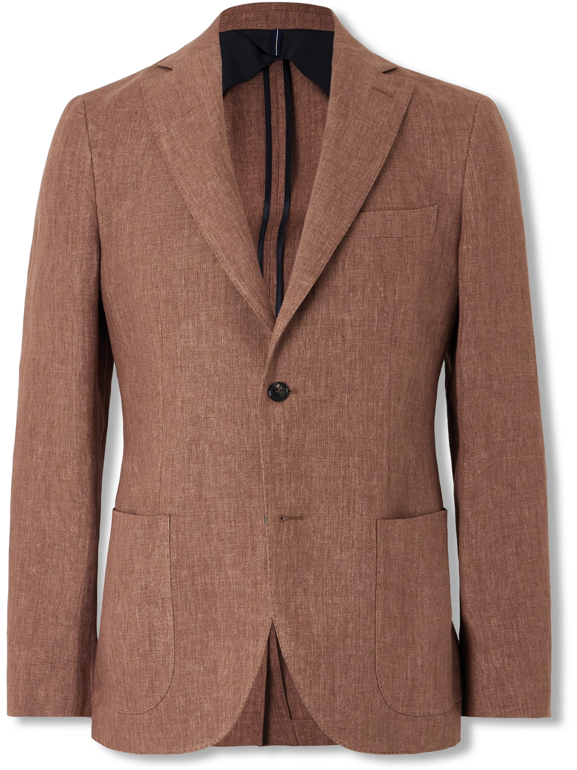 Incotex Venezia 1951 Slim-fit Garment-dyed Linen Suit Jacket In Brown