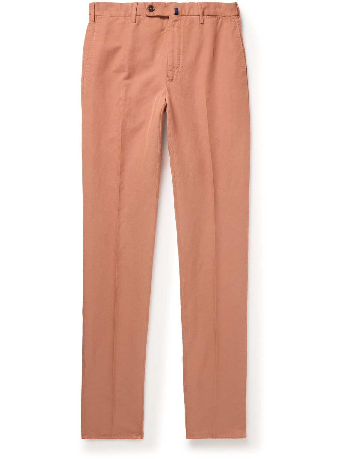 Incotex Venezia 1951 Slim-fit Garment-dyed Chinolino Trousers In Orange